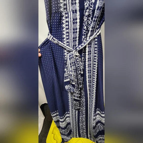 Lane Bryant Blue and White Smocked Maxi Dress-Size 18/20 - Picture 3 of 11